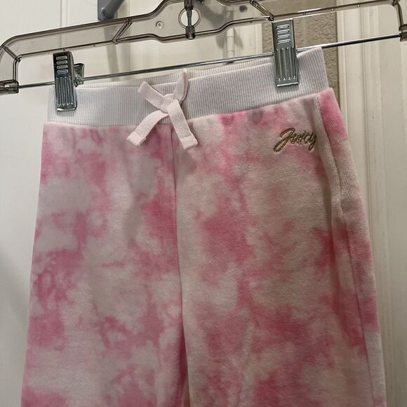 Juicy Couture Pink Tie Dye Velour Pull On Jogger Sweatpants Kids Youth Size 4T - Picture 2 of 7
